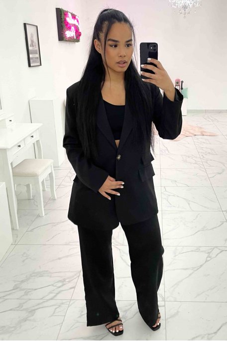 Ensemble blazer pantalon à pinces noir