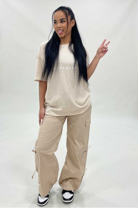 Tee-shirt coupe oversize California beige