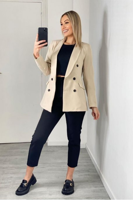 Beige straight blazer jacket