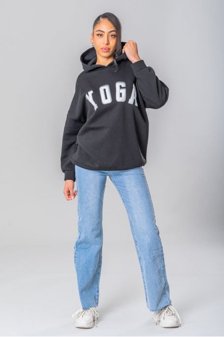 Oversize-Kapuzen-Sweatshirt YOGA schwarz