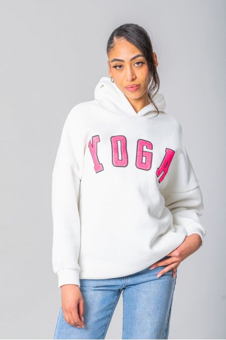 Oversize-Kapuzen-Sweatshirt YOGA ecru