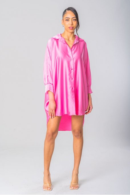 Langarmshirt Fledermausärmel satiniert rosa