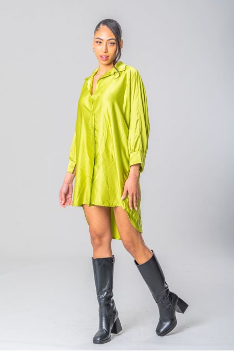 Longshirt mit Fledermausärmeln satiniert grün