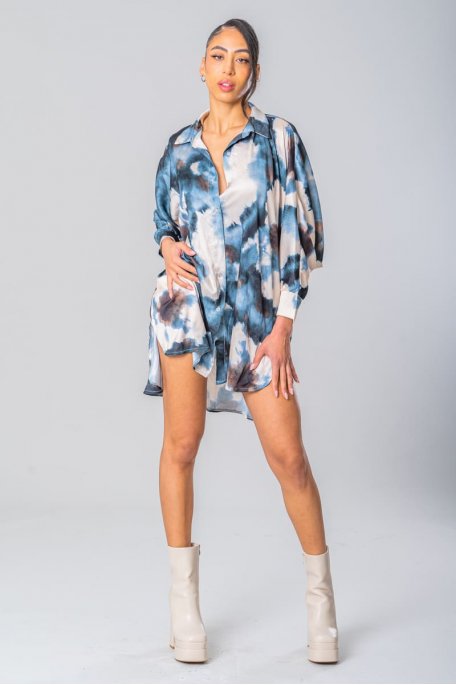 Robe chemise motif dégradé bleu