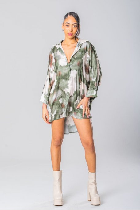 Green gradient shirt dress