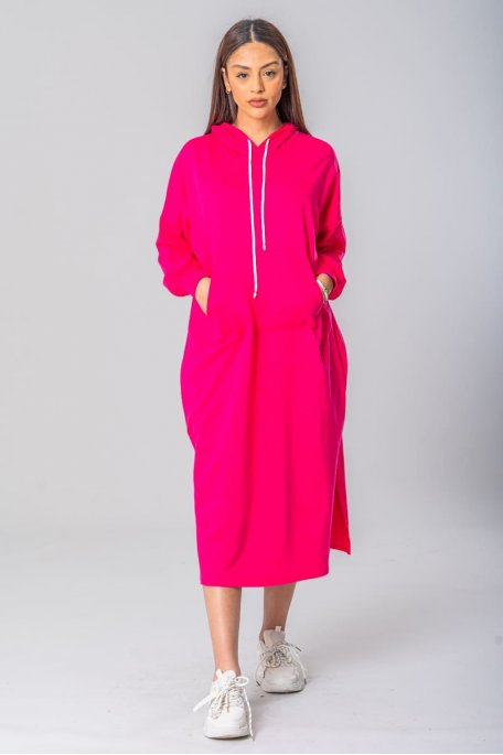 Oversized long pink sweater dress