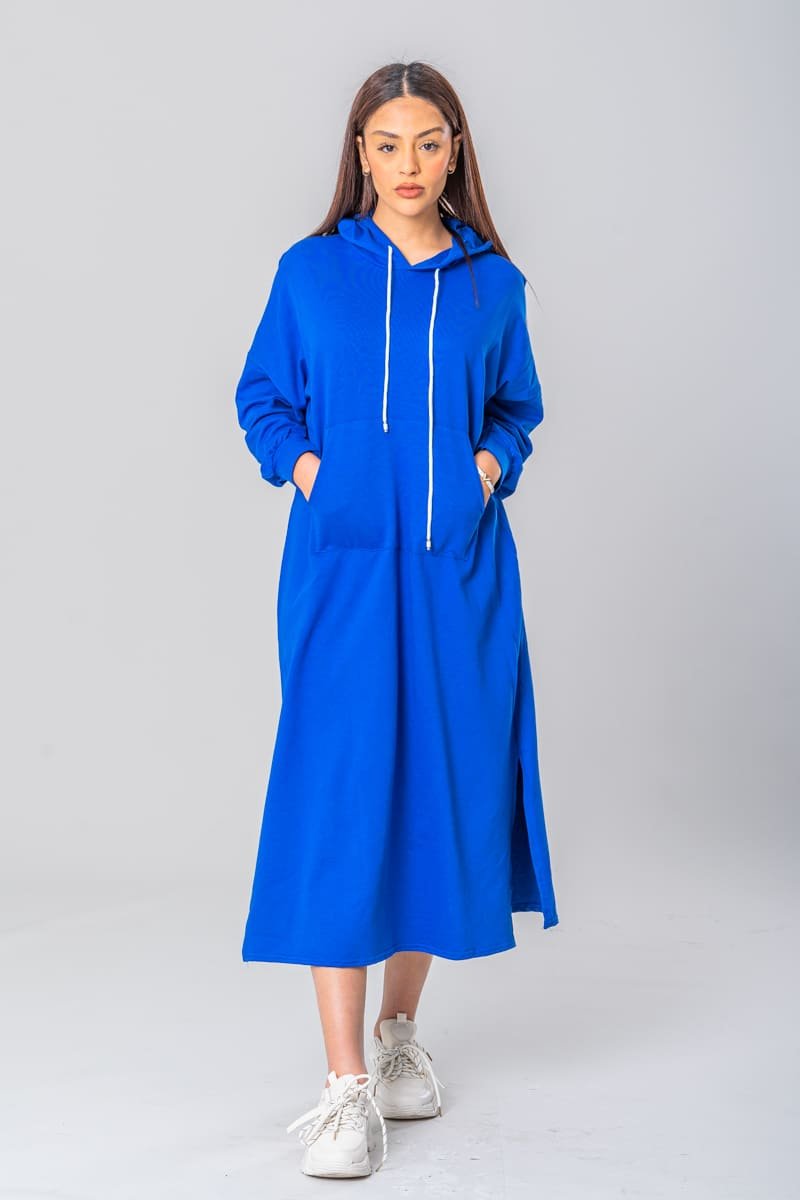 Robe sweat bleu oversize Cinelle Paris, mode femme tendance.