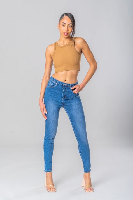 Blue raw skinny jeans