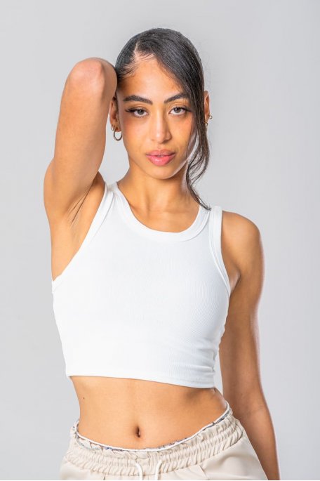 White ribbed crop top
