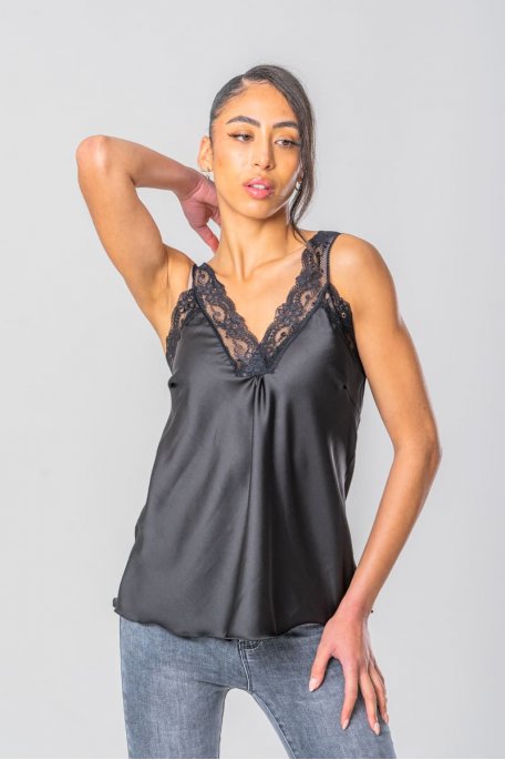 Black lace babydoll tank top