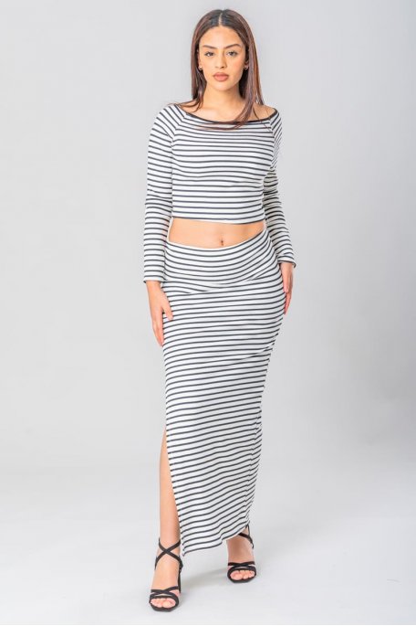 White skirt and crop top set