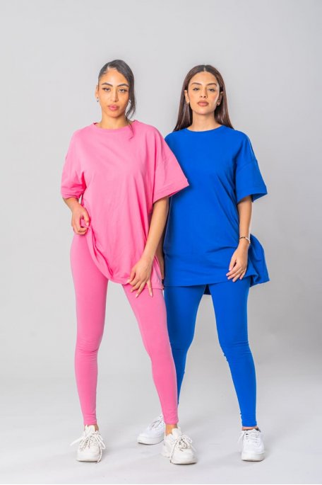 Ensemble tee-shirt oversize et legging rose