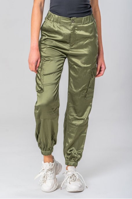 Pantalon cargo taille réglable et cheville élastiquées - Cinelle Paris,  mode femme tendance.