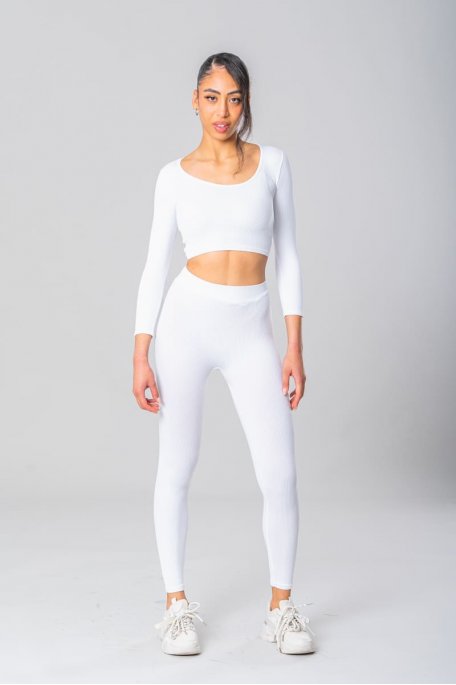 Ensemble blanc sport côtelé - Cinelle Paris, mode femme tendance