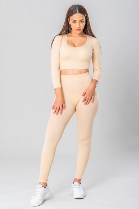 Legging croisé beige push up - Cinelle Paris, mode femme tendance