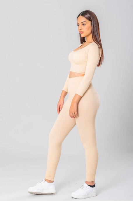 Legging croisé beige push up - Cinelle Paris, mode femme tendance