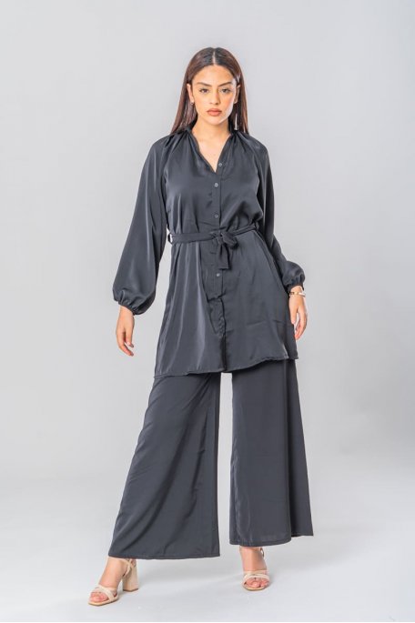 Black shirt and belt pant set