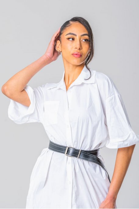 Robe chemise sales blanche avec ceinture