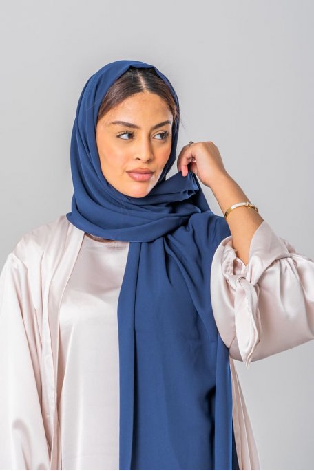 Foulard en soie de Médine bleu marine