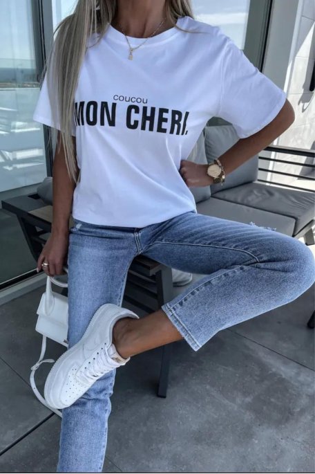 Tee-shirt Mon chéri blanc