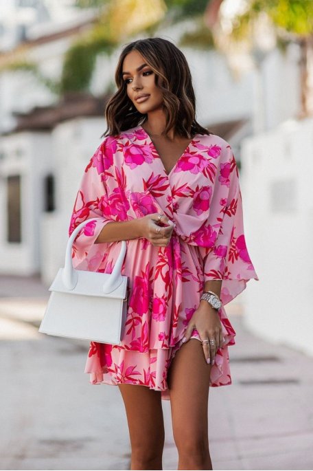 copy of Pink floral batwing dress
