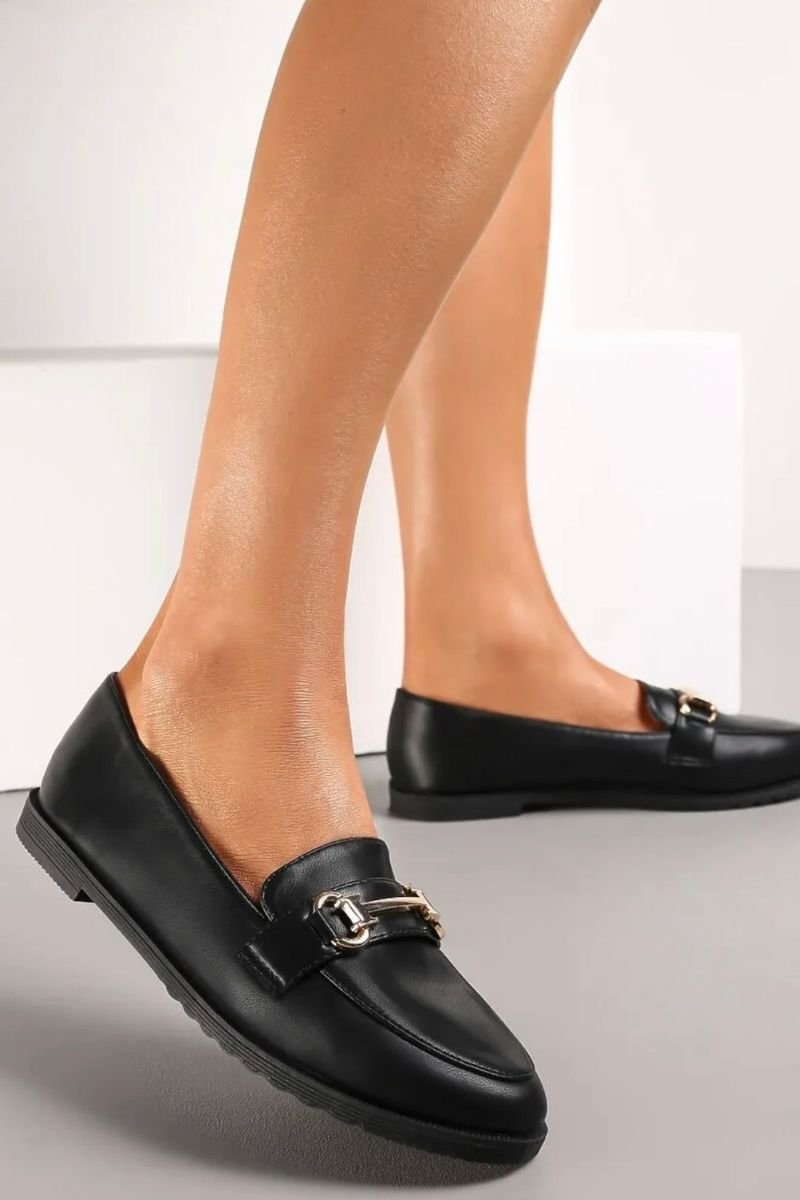 Mocassins boucle dor e semelles plates noir Cinelle Paris mode femme tendance