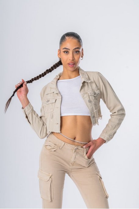Veste beige on sale femme courte