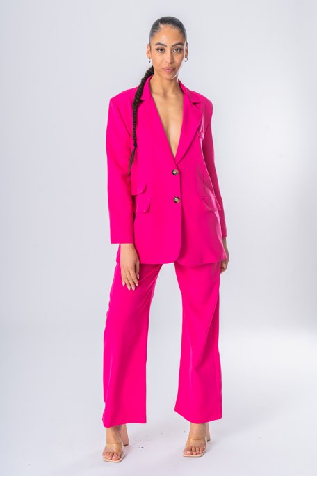 Ensemble blazer pantalon à pinces fuchsia