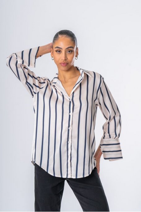 Fluid beige striped shirt