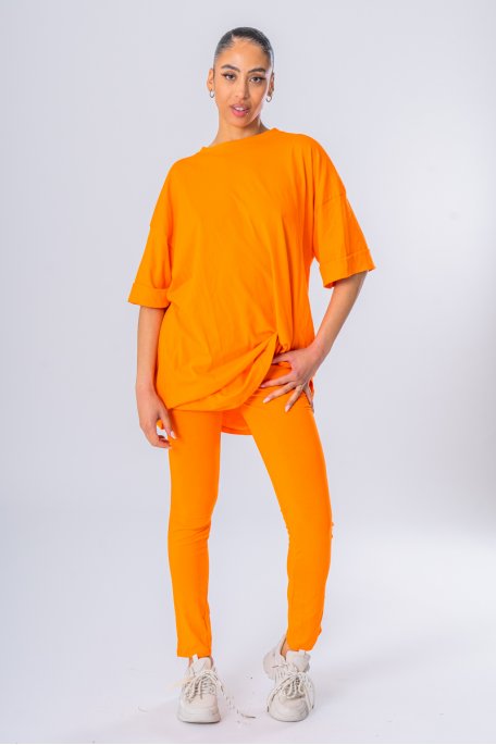 Ensemble tee-shirt ample legging orange