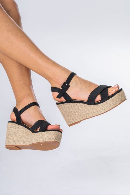 Espadrilles mit Keilabsatz schwarz