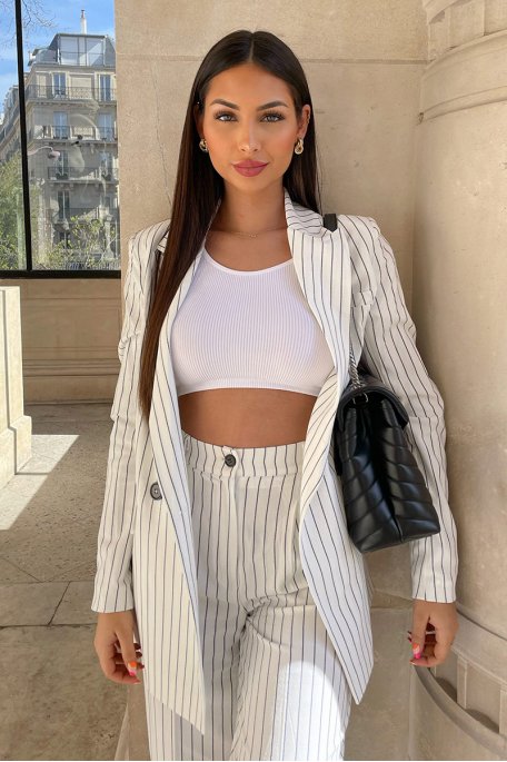 Ensemble tailleur rayé blanc