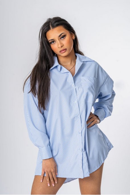 Oversized blue striped shirt