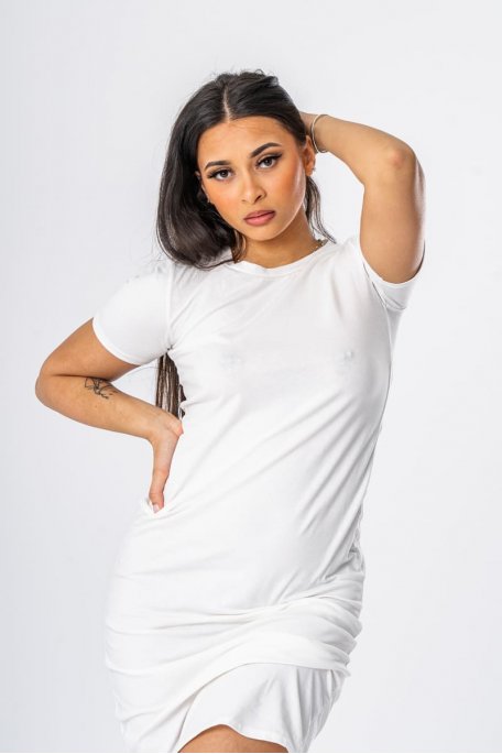 Basic short-sleeved tee dress, white