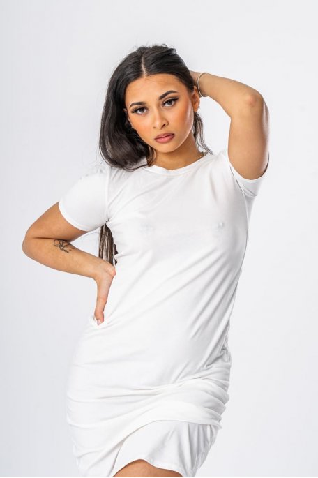 Kleid T-Shirt Basic Kurzarm weiß
