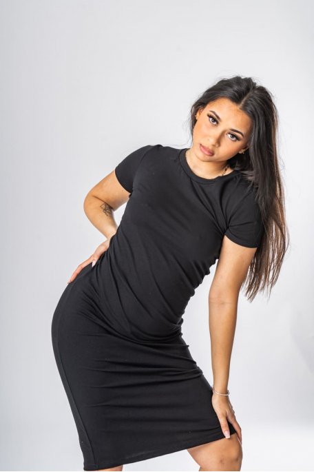 Robe tee-shirt basique manches courtes noir