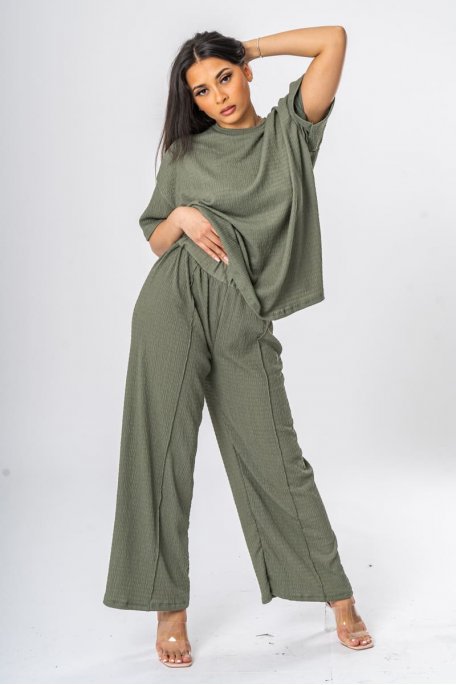 Ensemble tee-shirt oversize fluide kaki