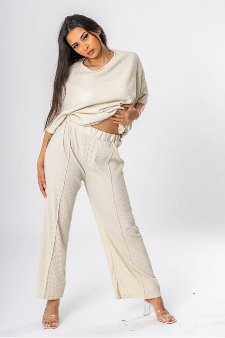 Ensemble tee-shirt oversize fluide beige