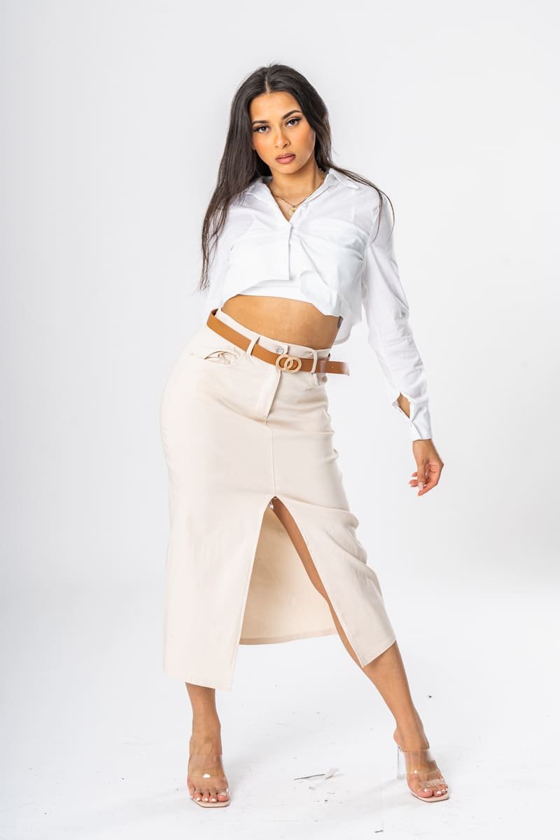 Jupe beige sales mi longue