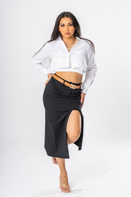 Black belted skirt