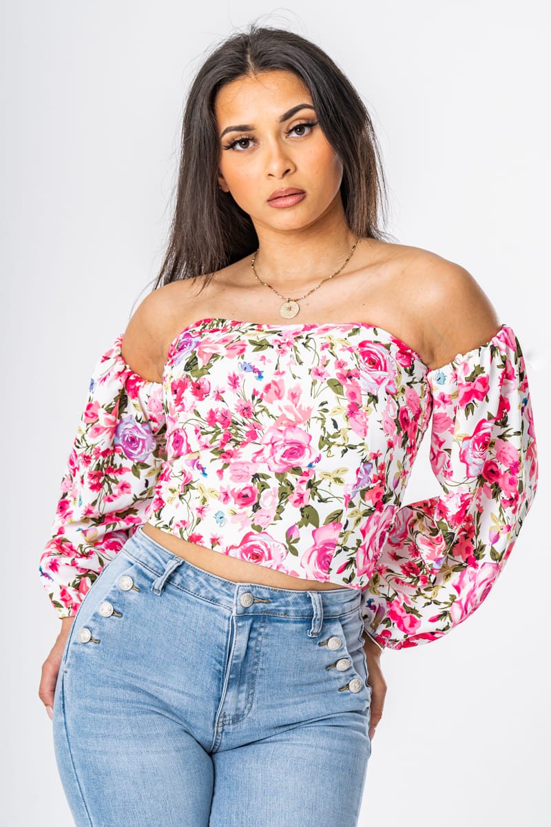 White floral bustier crop top - Cinelle Paris, fashion women