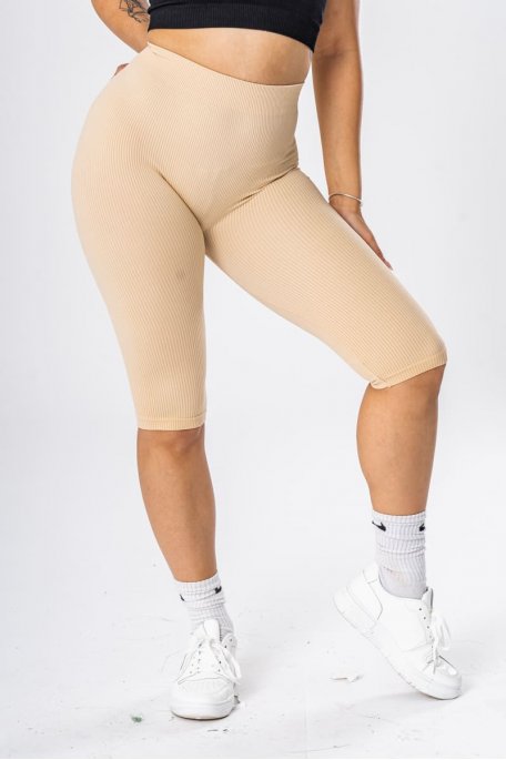 Legging short côtelé beige