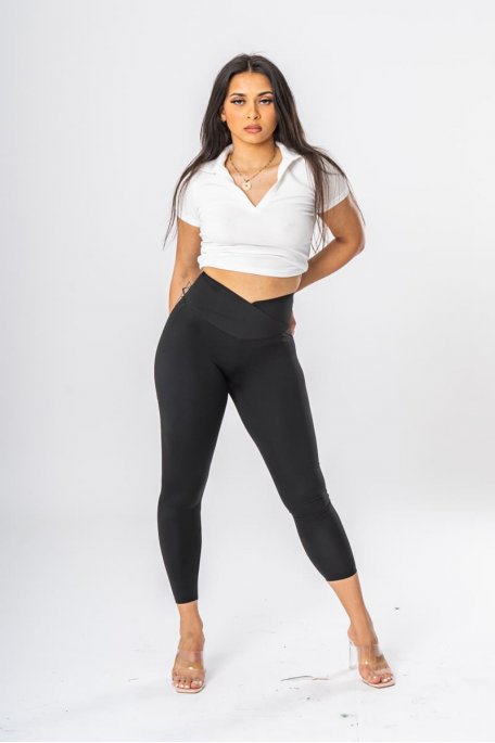 Black cross-waist push-up leggings