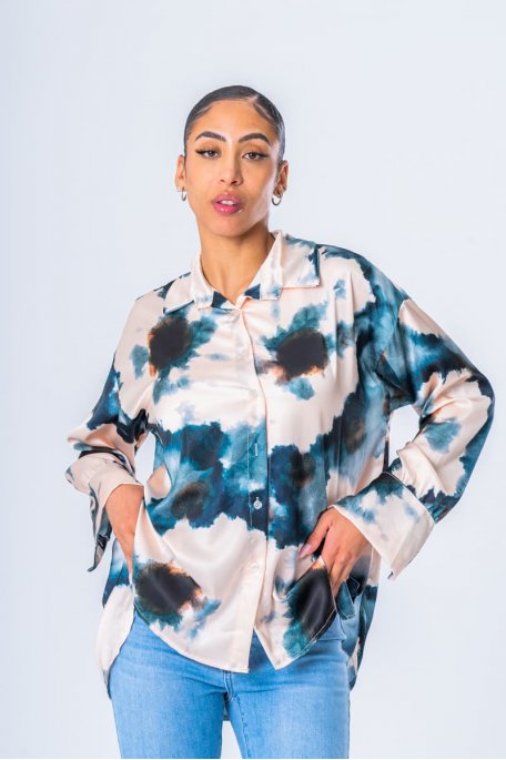 Chemise oversize motif dégradé bleu