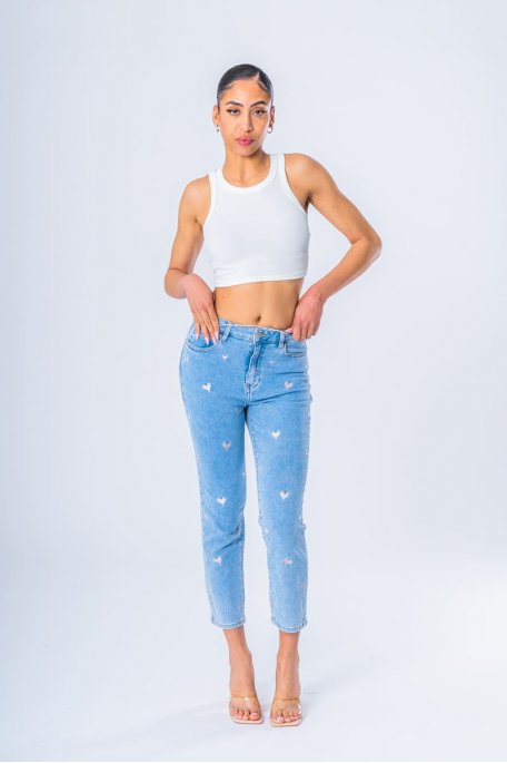 Blue mom cut heart jeans