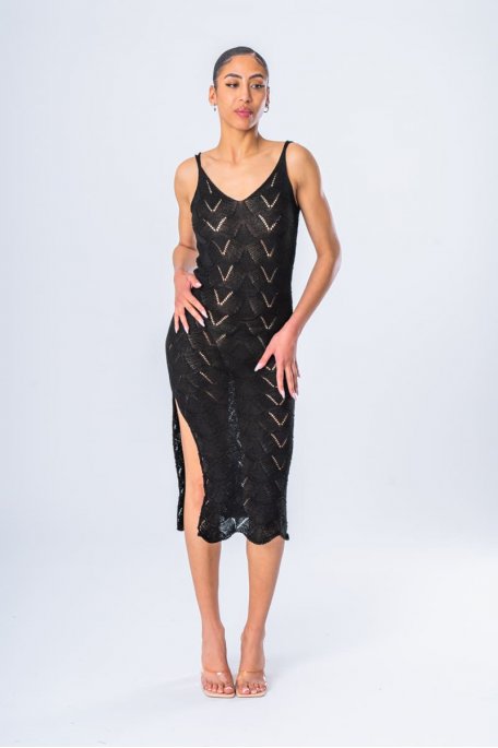 Black crochet knit beach dress