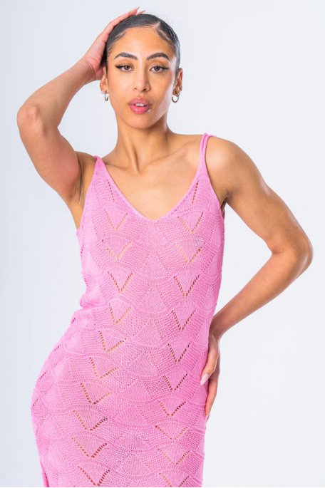 Strandkleid Häkelmasche rosa