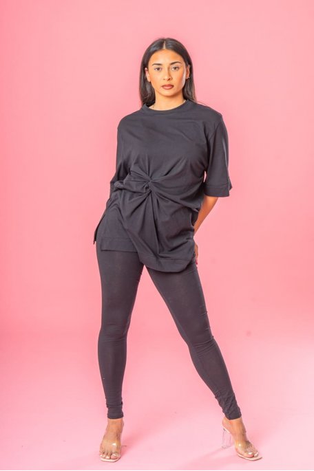 Black twisted tee legging set