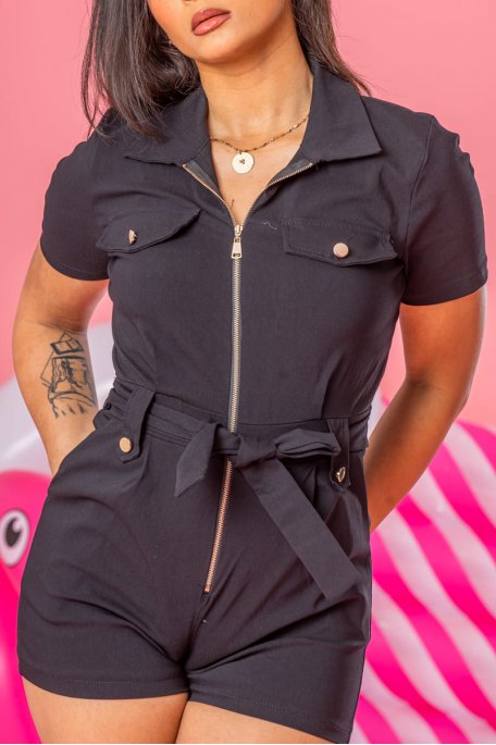 Black zip up online playsuit