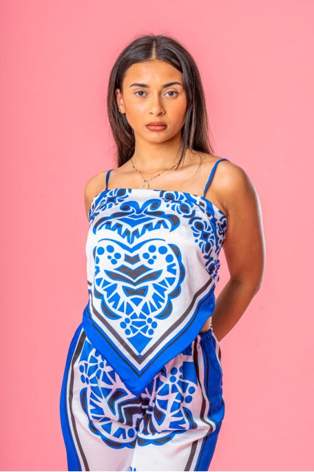 Blue bandana top and pants set